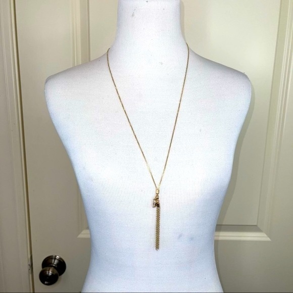 Ettika REVOLVE Gold Tone Tassel Necklace Crystal Charm - Picture 3 of 8